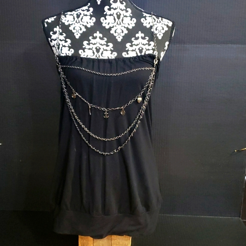 Buffalo Black Top with chain straps and removable star chain. Size M.
